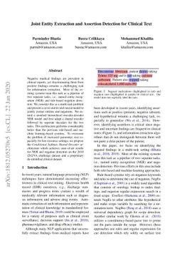 Joint Entity Extraction and Assertion Detection for Clinical Text