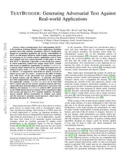 TextBugger: Generating Adversarial Text Against Real-world Applications