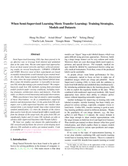When Semi-Supervised Learning Meets Transfer Learning: Training
  Strategies, Models and Datasets