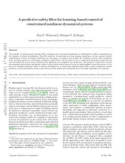 A predictive safety filter for learning-based control of constrained
  nonlinear dynamical systems