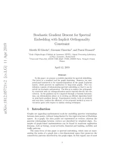 Stochastic Gradient Descent for Spectral Embedding with Implicit
  Orthogonality Constraint