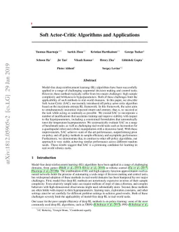 Soft Actor-Critic Algorithms and Applications