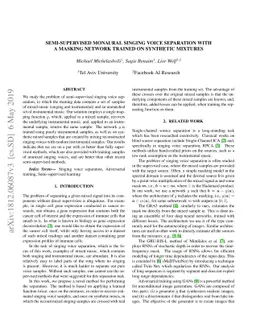 Semi-Supervised Monaural Singing Voice Separation With a Masking Network
  Trained on Synthetic Mixtures