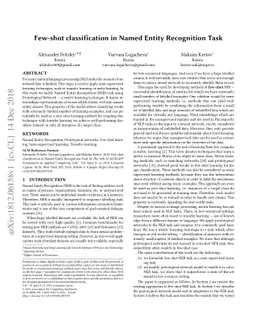 Few-shot classification in Named Entity Recognition Task