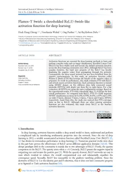 Flatten-T Swish: a thresholded ReLU-Swish-like activation function for
  deep learning