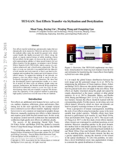 TET-GAN: Text Effects Transfer via Stylization and Destylization