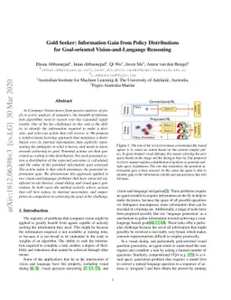 Gold Seeker: Information Gain from Policy Distributions for
  Goal-oriented Vision-and-Langauge Reasoning