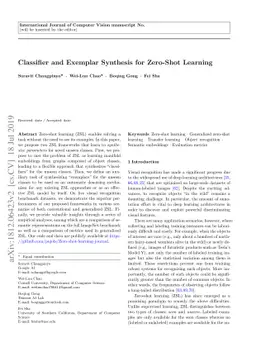 Classifier and Exemplar Synthesis for Zero-Shot Learning