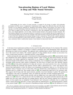 Non-attracting Regions of Local Minima in Deep and Wide Neural Networks