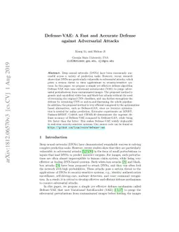Defense-VAE: A Fast and Accurate Defense against Adversarial Attacks