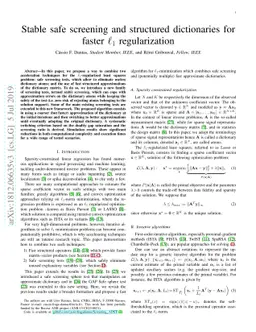 Stable safe screening and structured dictionaries for faster L1
  regularization