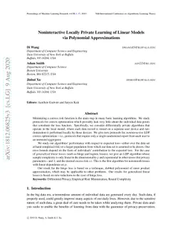 Noninteractive Locally Private Learning of Linear Models via Polynomial
  Approximations