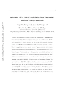 Likelihood Ratio Test in Multivariate Linear Regression: from Low to
  High Dimension