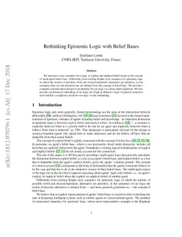 Rethinking Epistemic Logic with Belief Bases