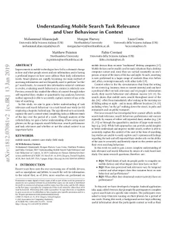 Understanding Mobile Search Task Relevance and User Behaviour in Context