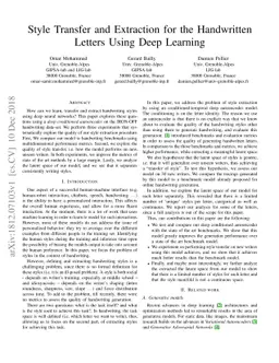 Style Transfer and Extraction for the Handwritten Letters Using Deep
  Learning