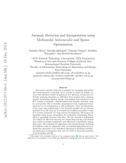 Anomaly Detection and Interpretation using Multimodal Autoencoder and
  Sparse Optimization