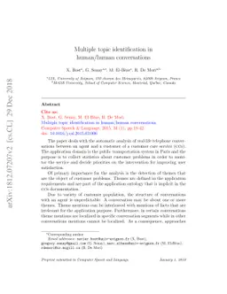 Multiple topic identification in human/human conversations