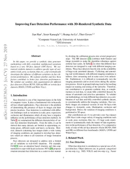 Improving Face Detection Performance with 3D-Rendered Synthetic Data