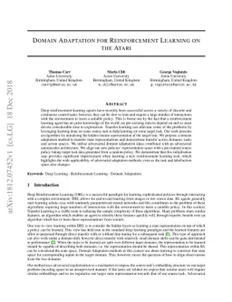 Domain Adaptation for Reinforcement Learning on the Atari