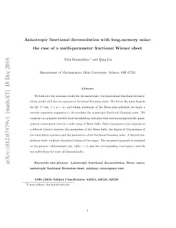 Anisotropic functional deconvolution with long-memory noise: the case of
  a multi-parameter fractional Wiener sheet