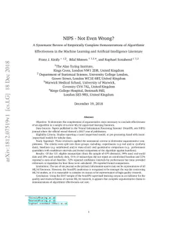 NIPS - Not Even Wrong? A Systematic Review of Empirically Complete
  Demonstrations of Algorithmic Effectiveness in the Machine Learning and
  Artificial Intelligence Literature