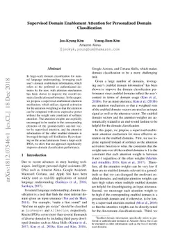 Supervised Domain Enablement Attention for Personalized Domain
  Classification