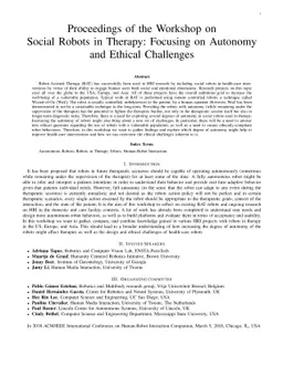 Proceedings of the Workshop on Social Robots in Therapy: Focusing on
  Autonomy and Ethical Challenges