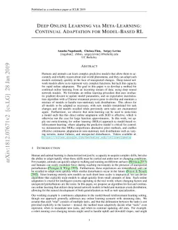 Deep Online Learning via Meta-Learning: Continual Adaptation for
  Model-Based RL