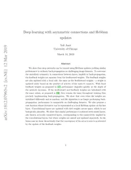 Deep learning with asymmetric connections and Hebbian updates