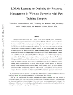 LORM: Learning to Optimize for Resource Management in Wireless Networks
  with Few Training Samples