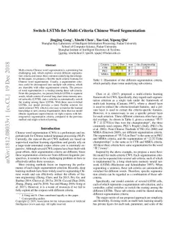 Switch-LSTMs for Multi-Criteria Chinese Word Segmentation