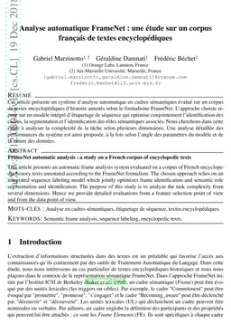 FrameNet automatic analysis : a study on a French corpus of encyclopedic
  texts
