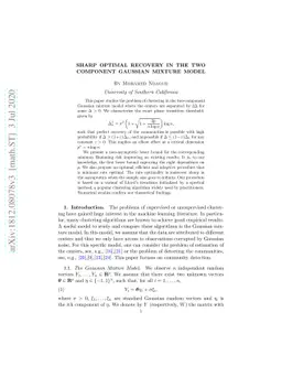 Sharp optimal recovery in the two-component Gaussian Mixture Model