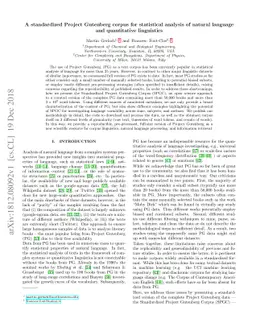 A standardized Project Gutenberg corpus for statistical analysis of
  natural language and quantitative linguistics