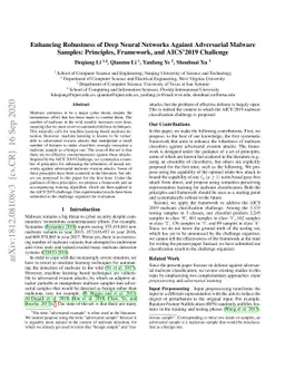 Enhancing Robustness of Deep Neural Networks Against Adversarial Malware
  Samples: Principles, Framework, and AICS'2019 Challenge