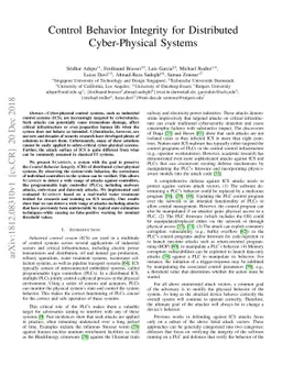 Control Behavior Integrity for Distributed Cyber-Physical Systems