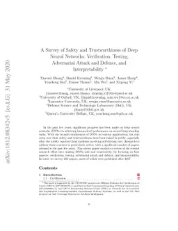 A Survey of Safety and Trustworthiness of Deep Neural Networks:
  Verification, Testing, Adversarial Attack and Defence, and Interpretability