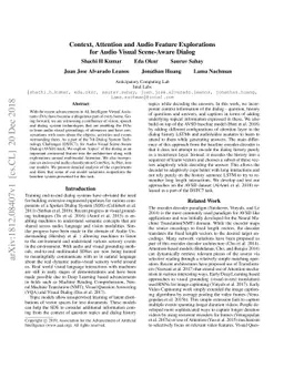 Context, Attention and Audio Feature Explorations for Audio Visual
  Scene-Aware Dialog