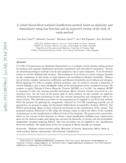 A robust hierarchical nominal classification method based on similarity
  and dissimilarity using loss function and an improved version of the deck of
  cards method