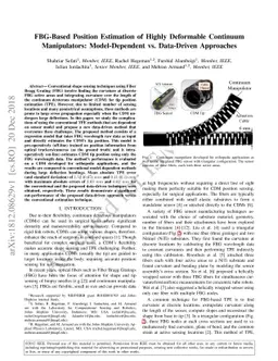FBG-Based Position Estimation of Highly Deformable Continuum
  Manipulators: Model-Dependent vs. Data-Driven Approaches