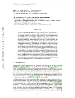 RNNs Implicitly Implement Tensor Product Representations
