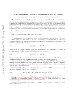 A Scale Invariant Approach for Sparse Signal Recovery