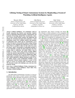Lifelong Testing of Smart Autonomous Systems by Shepherding a Swarm of
  Watchdog Artificial Intelligence Agents
