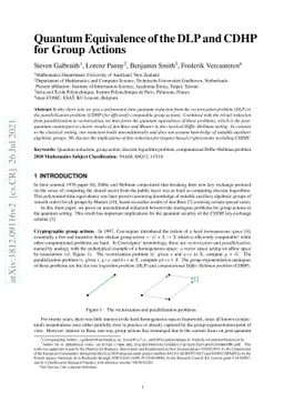 Quantum Equivalence of the DLP and CDHP for Group Actions