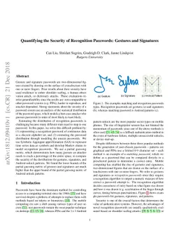 Quantifying the Security of Recognition Passwords: Gestures and
  Signatures