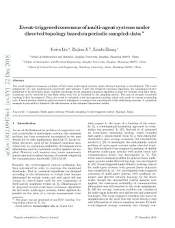 Event-triggered consensus of multi-agent systems under directed topology
  based on periodic sampled-data