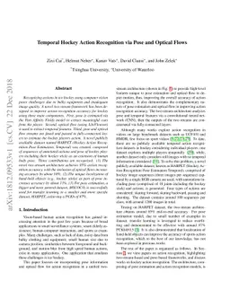 Temporal Hockey Action Recognition via Pose and Optical Flows