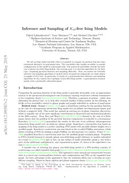 Inference and Sampling of $K_{33}$-free Ising Models