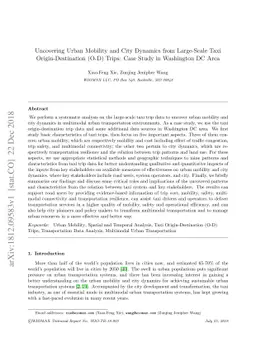 Uncovering Urban Mobility and City Dynamics from Large-Scale Taxi
  Origin-Destination (O-D) Trips: Case Study in Washington DC Area